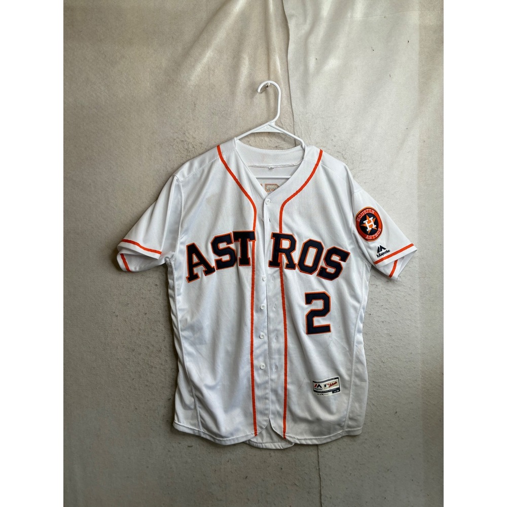 Majestic Houston Astros Alex Bregman 2 Authentic Flex Base Jersey White Mens 44